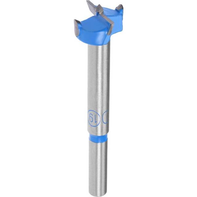 Forstner Drill Bits 19mm, Tungsten Carbide Wood Hole Saw Auger Opener, Woodworking Hinge Hole Drilling Boring Bit Cutter (Blue, Gray)