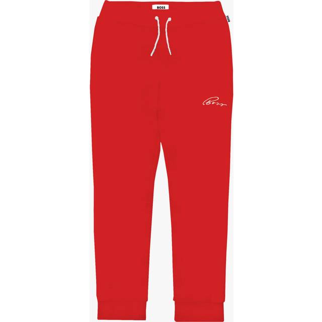 Kids' embroidered-logo tracksuit bottoms in cotton-blend velvet