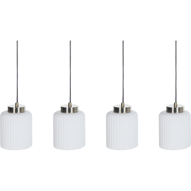 Beliani - Minimalist Industrial Metal Hanging Pendant Lamp with 4 White Glass Shades Black and Brass Caudelo