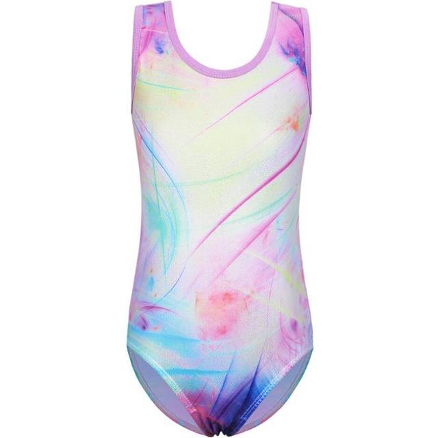 BAOHULU Toddler Girls Colorful Lines Leotards for Gymnastics Kids Gymnast Jumpsuit Dance Bodysuit Teens Athlete Skating Leotard