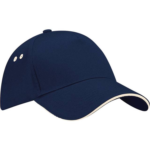 (One Size, French Navy/Putty) Beechfield Unisex Ultimate 5 Panel Contrast Baseball Cap With Sandwich Peak / Headwear