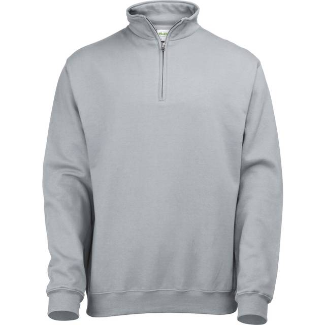 (2XL, Heather Grey) Awdis Mens Plain Sophomore Â¼ Zip Sweatshirt
