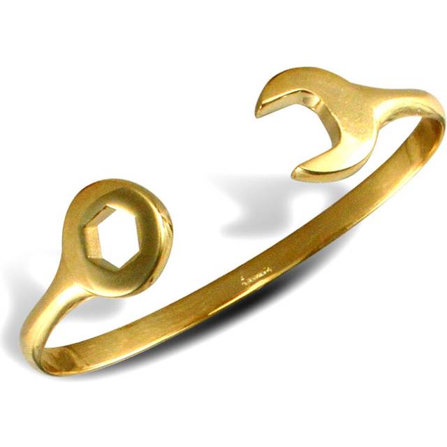 Jewelco London Solid 9ct Yellow Gold Spanner Baby Bangle Bracelet - JKB073