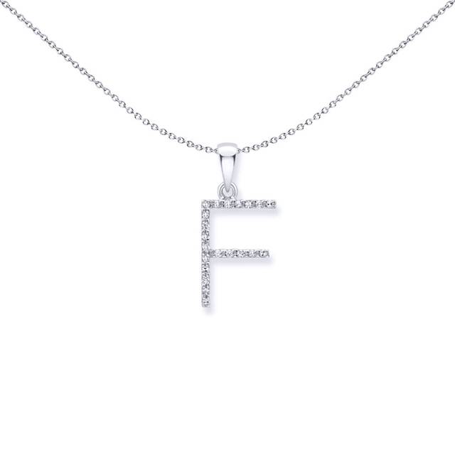9ct white gold jewelco london diamond initial charm pendant letter j