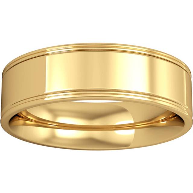 9ct gold jewelco london 6mm flat-court track edge wedding band ring