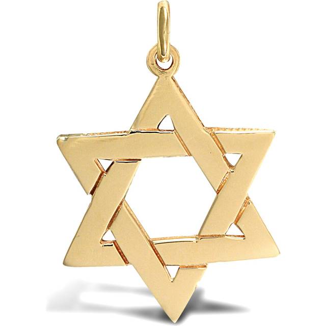 Jewelco London Solid 9ct Yellow Gold Magen David Star Charm Pendant - JPD141