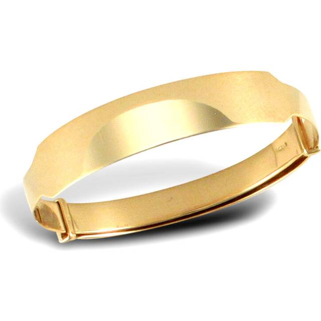 Jewelco London Solid 9ct Yellow Gold Diamond Cut ID 5mm Expanding Baby Bangle Bracelet - JKB079