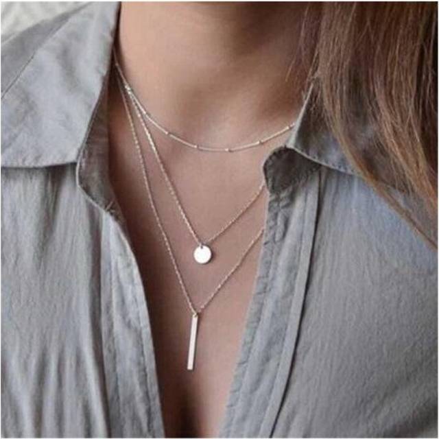Multilayer Necklaces & Pendants For Women Gold Color Long Chain Female Pendant Necklace Fashion Jewelry Collier Femme