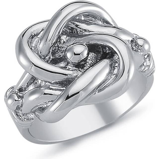 (U) Jewelco London Mens Rhodium Plated Sterling Silver Celtic Knot Love Ring 18mm