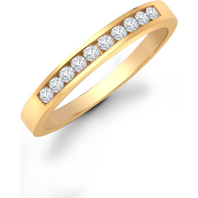 (P) Jewelco London Ladies Solid 9ct Yellow Gold Channel Set Round H I1 0.25ct Diamond Dainty Band Eternity Ring 3mm