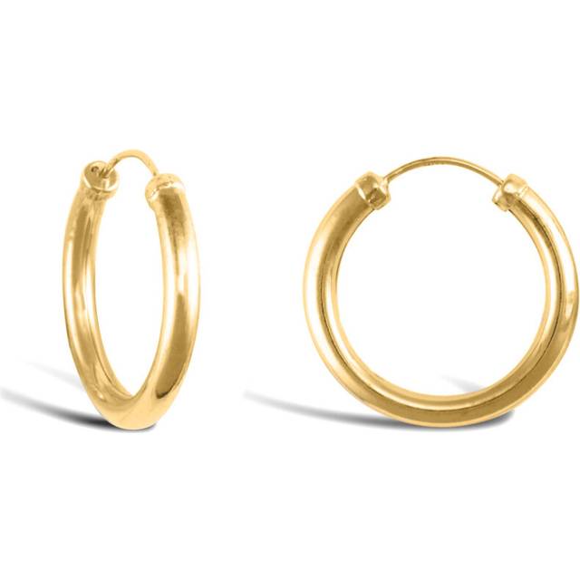 Jewelco London Ladies 9ct Yellow Gold Capped Sleeper 2.5mm Hoop Earrings 18mm - JER742A