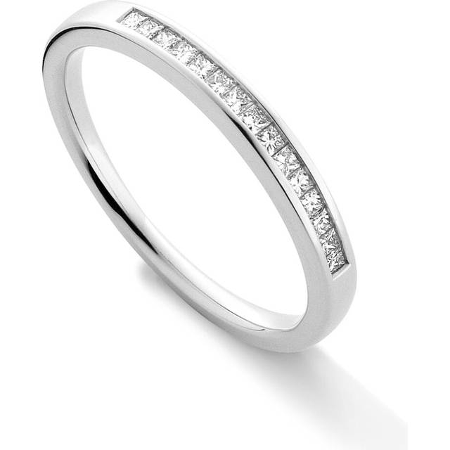 Jewelco London 18ct White Gold Diamond 0.15ct Princess cut Eternity Wedding Ring - 2.4mm - RBNR02710 - Silver