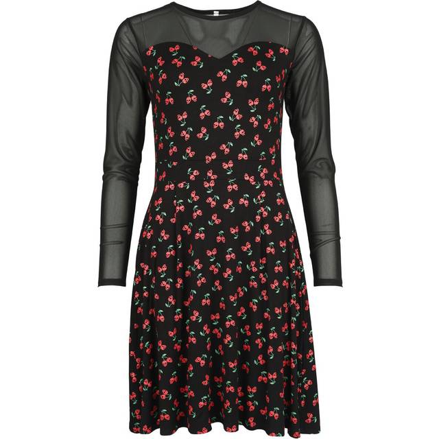 Rock Rebel by EMP Mesh dress with cherries Medium-length dress black - S