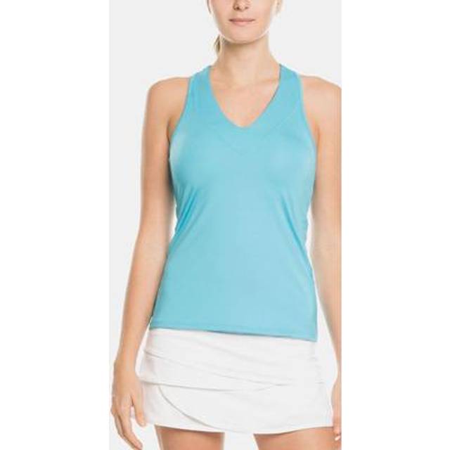 Lucky In Love V-Neck Tank with Built in Bra (Ocean  Large)
