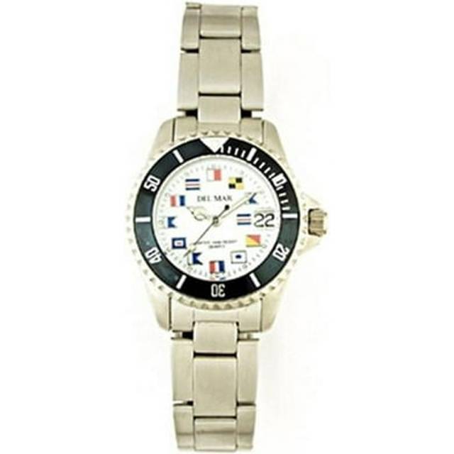 Del Mar 50290 Womens 200 Meter Sport Watch Classic Stainless Steel Nautical Dial - Silver
