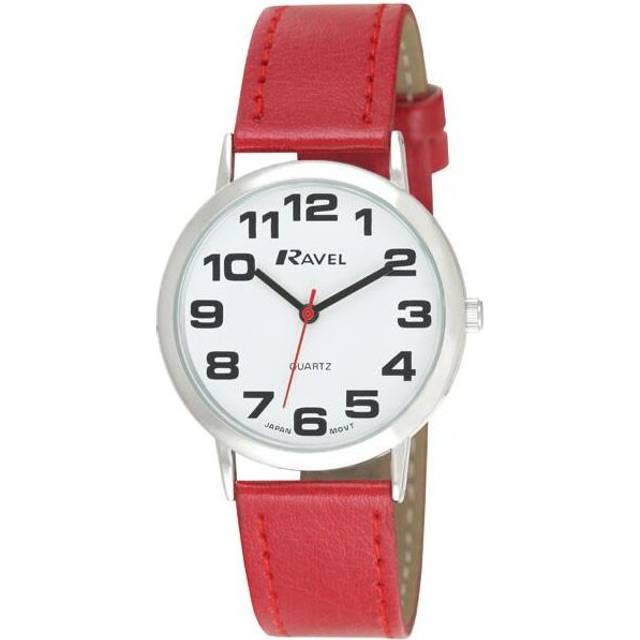 Ravel mens basic white dial red leather strap watch r0105.10.1a