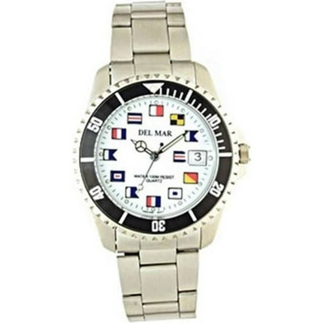 Del Mar 50289 Mens 200 Meter Sport Watch Classic Stainless Steel Nautical Dial - Silver