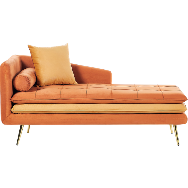 Beliani Left Hand Velvet Chaise Lounge Orange Gonesse, Orange