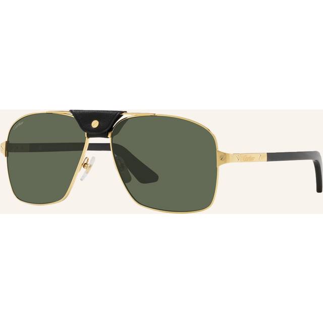 Cartier Womens Green Ct0389s-001 Santos De Square-frame Metal and Leather Sunglasses 6.1x1.5x14.5cm - GREEN