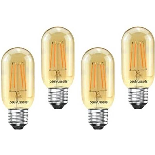paul russells LED Filament T45 Light Edison Screw E27, 35w Equivalent Replacement Antique Bulb, ES 4W 380LM LED 2200K Amber Bulbs, Decorative Ceiling