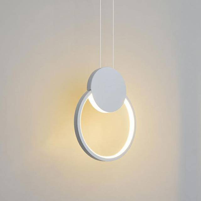 Creative Round Nordic Pendant Lamp Stylish Modern Pendant Light Led Minimalist (White) Hanging Light Indoor Warm White for Bedroom Cafe Office