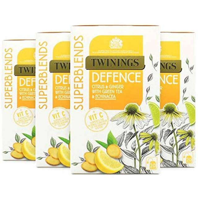 Twinings Superblends - Defence - Citrus & Ginger & Echinacea Green Tea Infusion - Added Vitamin C - Health Tea Drink 20 Tea Bags