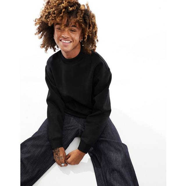 Weekday – Svart sweatshirt i kraftig jersey med avslappnad passform-Svart/a