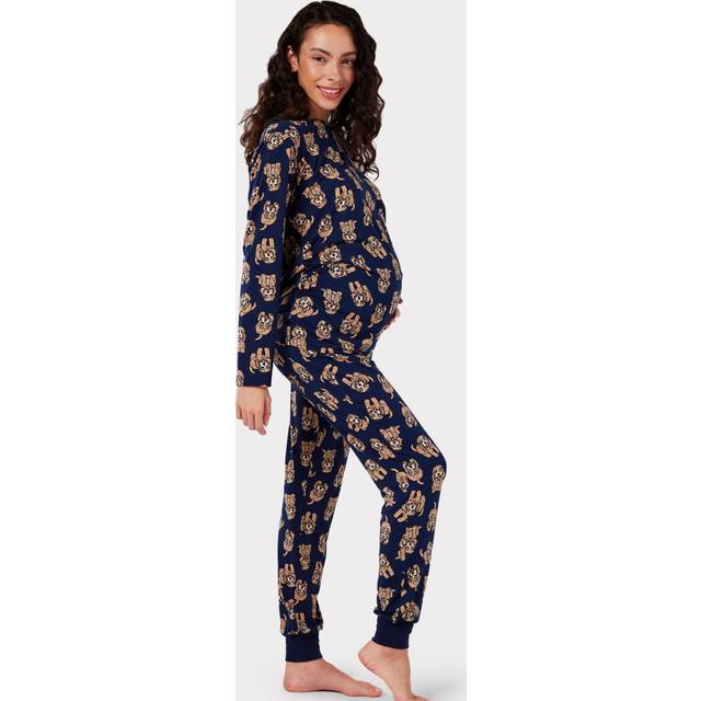 Chelsea Peers Cockapoo Jersey Maternity Pyjama Set, Navy