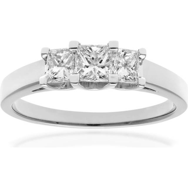 (M) Jewelco London  Platinum Trilogy Ring, J/I Certified Diamonds, Princess Cut, 0.75ct