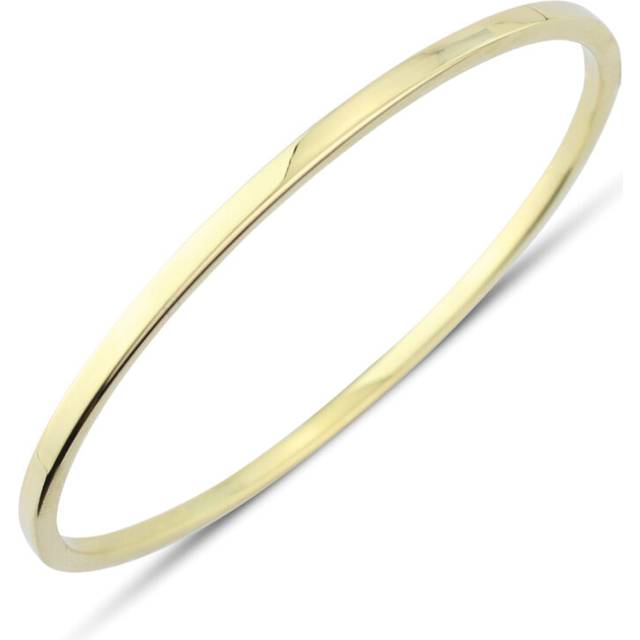 Jewelco London Ladies 9ct Yellow Gold Hollow Square Tube Minimalist Bangle Bracelet - 2.5mm - BNNR02375