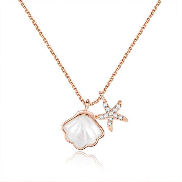 Necklace Female Silver plating Starfish One Shell Pendant Simple Necklace Pendants