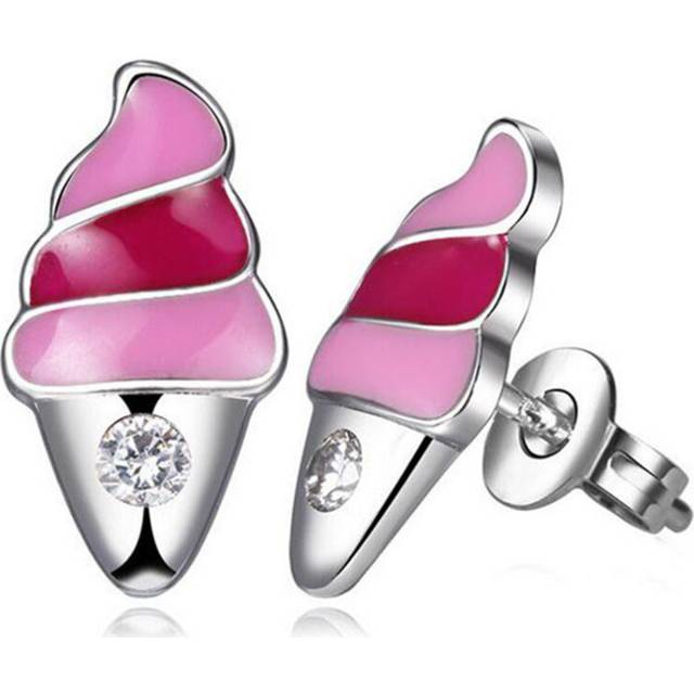 3PCS  Copper Pink Cute Ice Cream Stud Earring for  Girls Cute Party Earring Jewelry