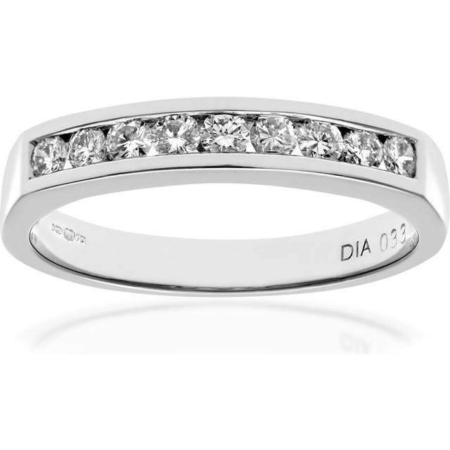 (P) Jewelco London Platinum Channel Set Half Eternity Ring, IJ/I Certified Diamonds, Round Brilliant, 0.33ct Diamond