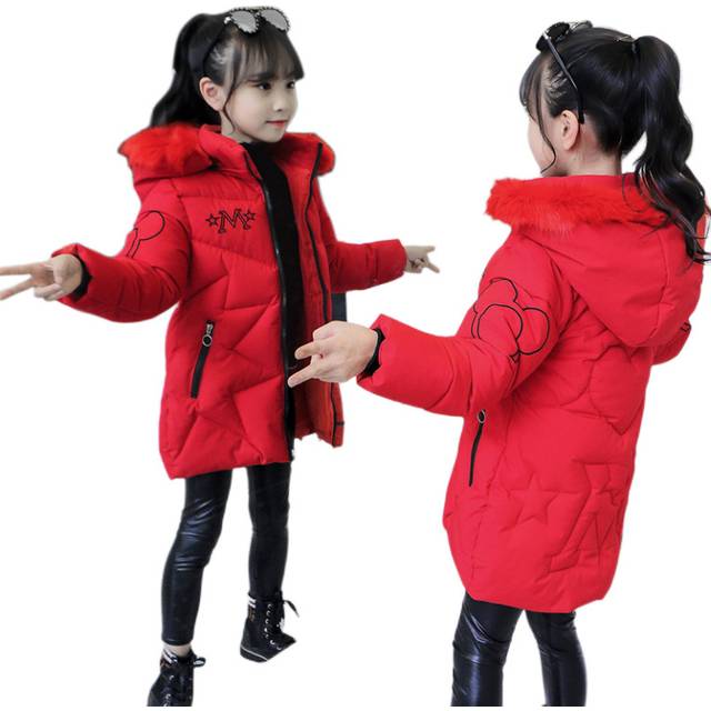 (Red, 4-5 Years) Kids girls Coat Winter Padded Fur Hooded Jacket UK