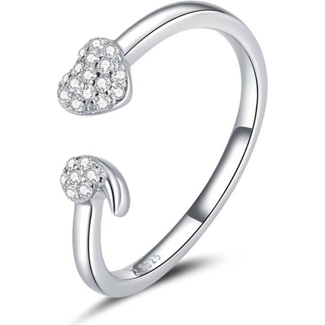 Heart Shaped Adjustable Finger Rings for Women Silver plating Fashion Jewelry