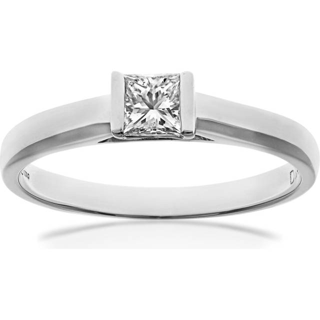 (L) Jewelco London 18ct White Gold Ring, 0.25ct Certified Diamond, Princess cut