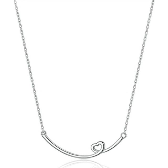 Silver plating Smile Heart Necklace for Women Short Necklaces France Style