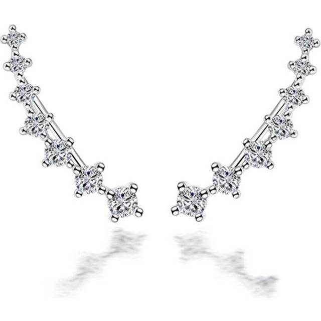 2PCS Silver plating New Earrings High Quality Retro Simple Seven Cubic Zirconia Stars Pop Earring Jewelry