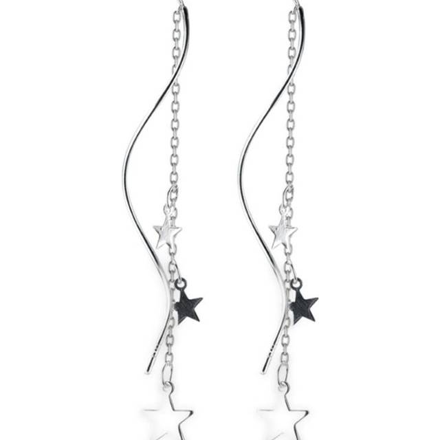 Silver plating Fashion Geometric Tassel Long Drop Earrings for Women Creative Wedding Jewelry Gifts