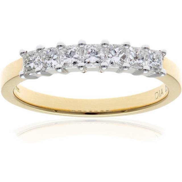 (O) Jewelco London 18ct Yellow Gold Eternity Ring, J/I Certified Diamonds, Princess Cut, 0.50ct