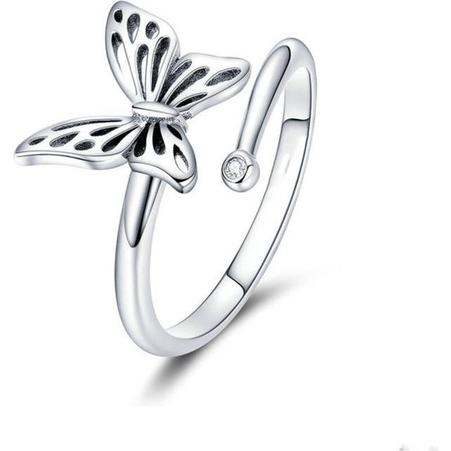Silver plating Vintage Butterfly Adjustable Finger Rings for Women Wedding Engagement Ring Jewelry