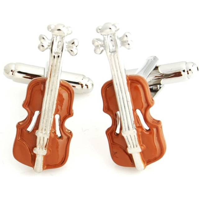 Music Brown Violin Novelty Cufflinks Wedding Gift Smart Musician Play Fashion