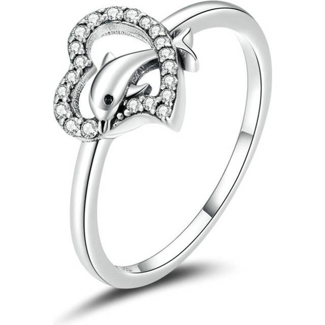 Silver plating Dolphin with Heart Bubble Finger Rings for Women Wedding Jewelry_8