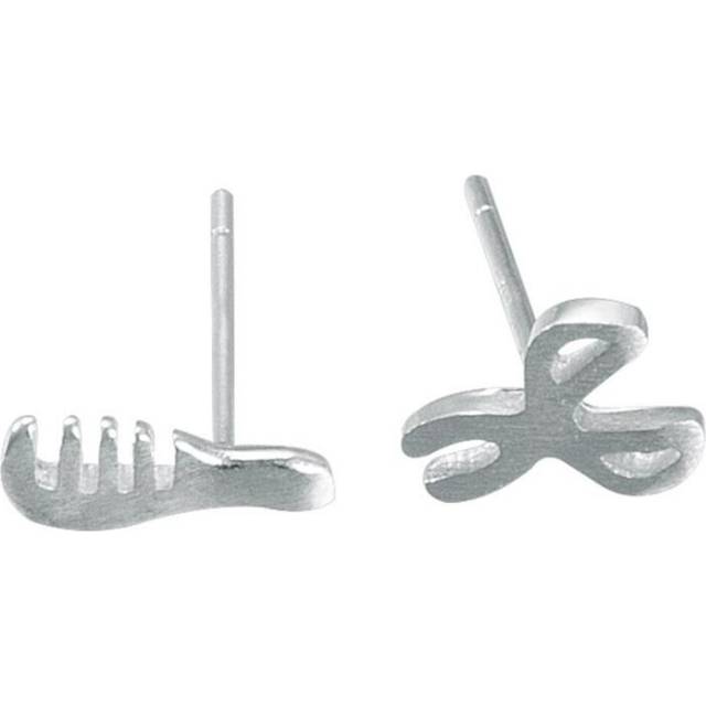 3PCS Silver plating Jewelry for Women Cute Asymmetric Scissors Comb Earring Stud Small Stud Earring for Girls