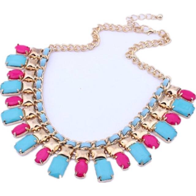 Blue Fashion Personality Beautiful European And American Style Gem Necklace