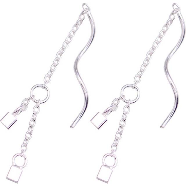 Silver plating Long Tassels Earrings for Women Couple Creative Geometric Wedding Jewelry