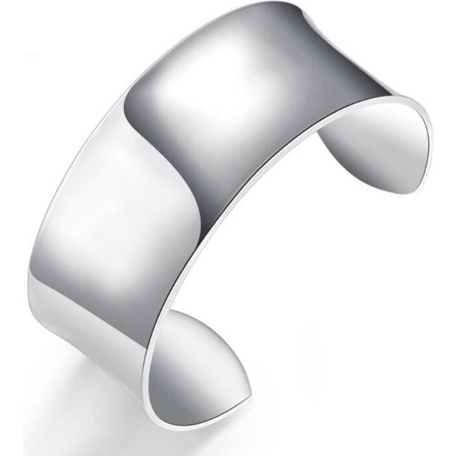 Silver plated copper Bangle Bracelets Women Smooth Open Bracelet Fashion Jewelry Engagement Christmas Gift