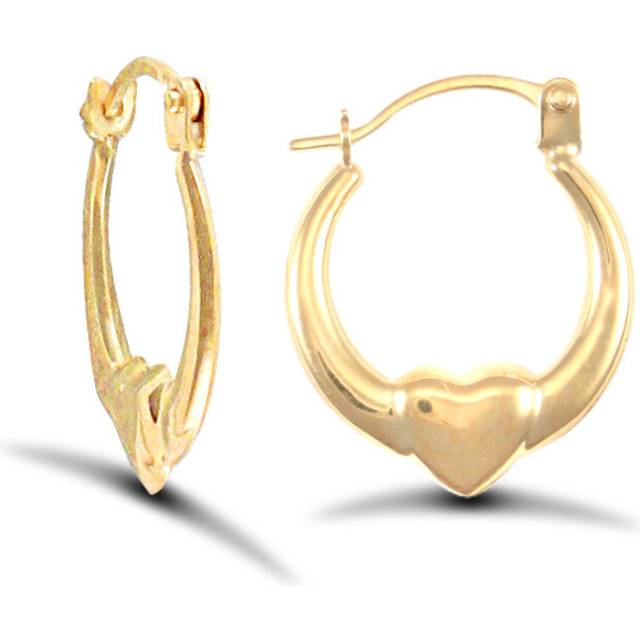 Jewelco London Ladies 9ct Yellow Gold Simple Claddagh (Chladaigh) Creole Earrings - JER731