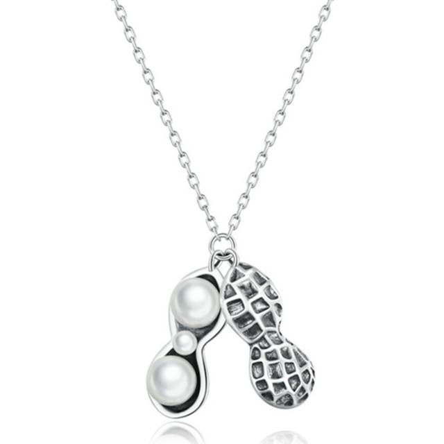 Silver plating Lucky Peanuts Pendant Necklace for Women Family Gifts Jewelry Necklace