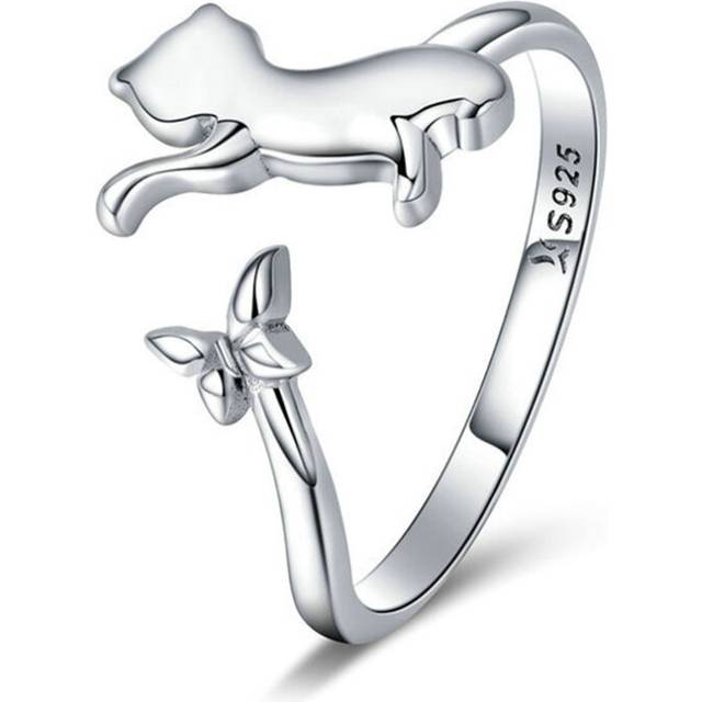 Silver plating Butterfly Tail Cat Adjustable Finger Rings for Women Ring Jewelry